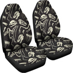 Monochrome Dinosaur Fossil Pattern Print Universal Fit Car Seat Covers