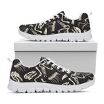 Monochrome Dinosaur Fossil Pattern Print White Sneakers