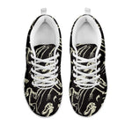 Monochrome Dinosaur Fossil Pattern Print White Sneakers