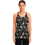 Monochrome Dinosaur Fossil Pattern Print Women's Racerback Tank Top