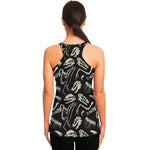 Monochrome Dinosaur Fossil Pattern Print Women's Racerback Tank Top