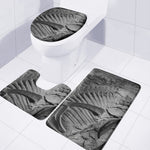 Monochrome Dinosaur Fossil Print 3 Piece Bath Mat Set