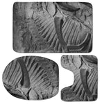 Monochrome Dinosaur Fossil Print 3 Piece Bath Mat Set