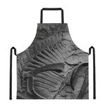Monochrome Dinosaur Fossil Print Apron