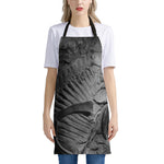Monochrome Dinosaur Fossil Print Apron