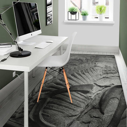 Monochrome Dinosaur Fossil Print Area Rug
