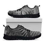 Monochrome Dinosaur Fossil Print Black Sneakers