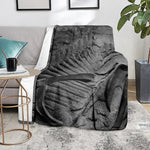 Monochrome Dinosaur Fossil Print Blanket