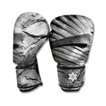 Monochrome Dinosaur Fossil Print Boxing Gloves