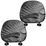 Monochrome Dinosaur Fossil Print Car Headrest Covers