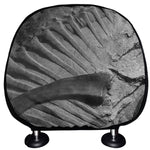 Monochrome Dinosaur Fossil Print Car Headrest Covers