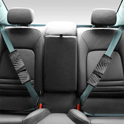 Monochrome Dinosaur Fossil Print Car Seat Belt Covers