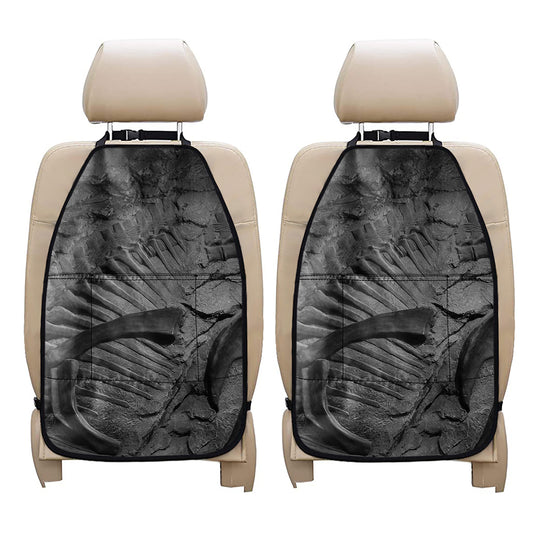 Monochrome Dinosaur Fossil Print Car Seat Organizers