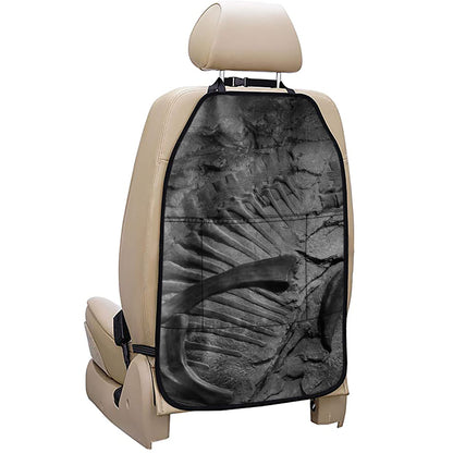Monochrome Dinosaur Fossil Print Car Seat Organizers