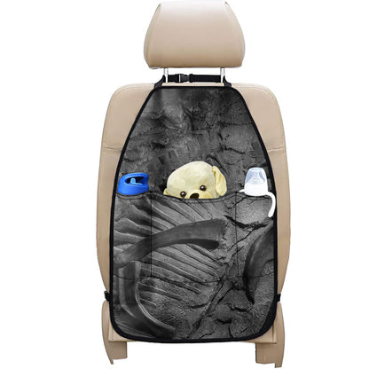 Monochrome Dinosaur Fossil Print Car Seat Organizers