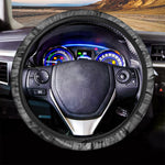 Monochrome Dinosaur Fossil Print Car Steering Wheel Cover