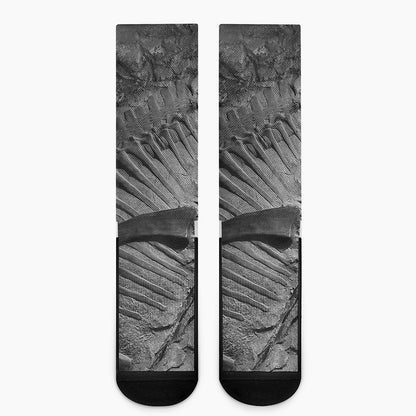 Monochrome Dinosaur Fossil Print Crew Socks