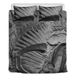 Monochrome Dinosaur Fossil Print Duvet Cover Bedding Set