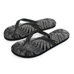 Monochrome Dinosaur Fossil Print Flip Flops