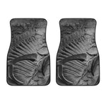 Monochrome Dinosaur Fossil Print Front Car Floor Mats
