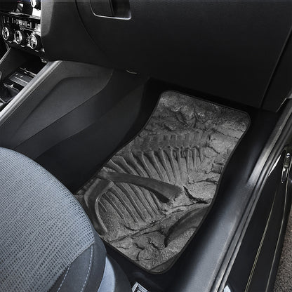 Monochrome Dinosaur Fossil Print Front Car Floor Mats