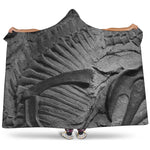 Monochrome Dinosaur Fossil Print Hooded Blanket