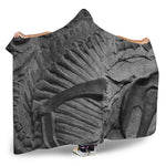 Monochrome Dinosaur Fossil Print Hooded Blanket