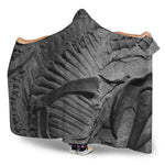 Monochrome Dinosaur Fossil Print Hooded Blanket