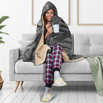 Monochrome Dinosaur Fossil Print Hooded Blanket