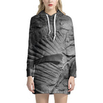 Monochrome Dinosaur Fossil Print Hoodie Dress
