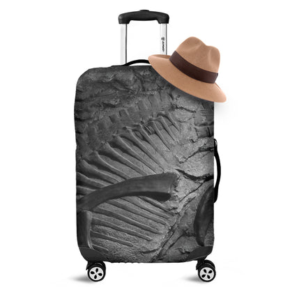 Monochrome Dinosaur Fossil Print Luggage Cover