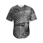 Monochrome Dinosaur Fossil Print Men's Baseball Jersey