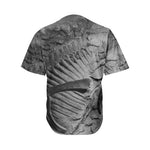 Monochrome Dinosaur Fossil Print Men's Baseball Jersey