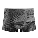 Monochrome Dinosaur Fossil Print Men's Boxer Briefs
