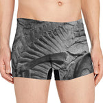 Monochrome Dinosaur Fossil Print Men's Boxer Briefs