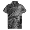Monochrome Dinosaur Fossil Print Men's Short Sleeve Shirt