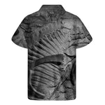 Monochrome Dinosaur Fossil Print Men's Short Sleeve Shirt
