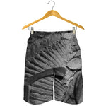 Monochrome Dinosaur Fossil Print Men's Shorts