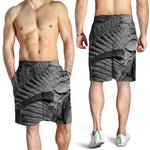 Monochrome Dinosaur Fossil Print Men's Shorts
