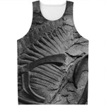 Monochrome Dinosaur Fossil Print Men's Tank Top