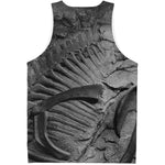 Monochrome Dinosaur Fossil Print Men's Tank Top