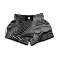 Monochrome Dinosaur Fossil Print Muay Thai Boxing Shorts