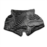 Monochrome Dinosaur Fossil Print Muay Thai Boxing Shorts