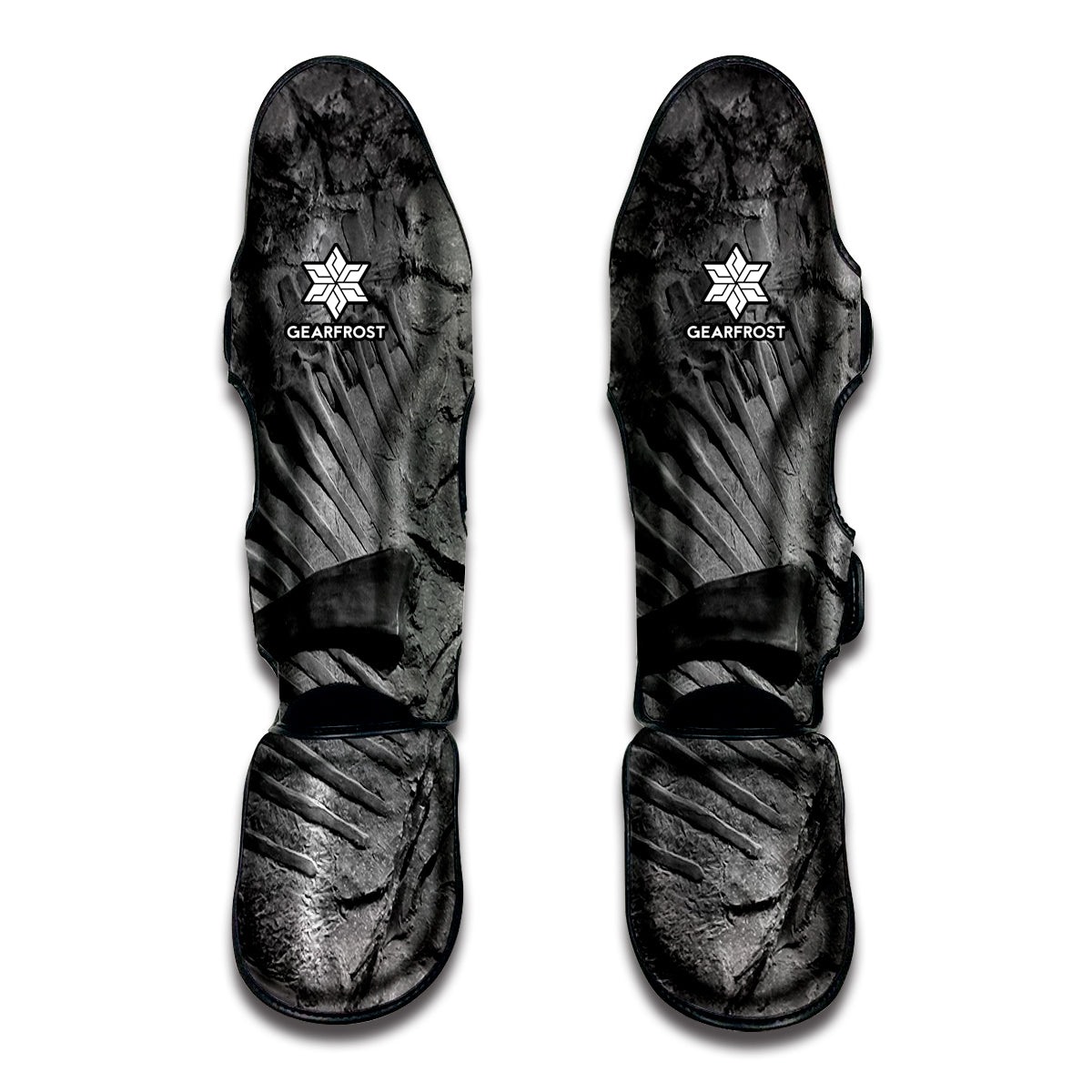 Monochrome Dinosaur Fossil Print Muay Thai Shin Guard