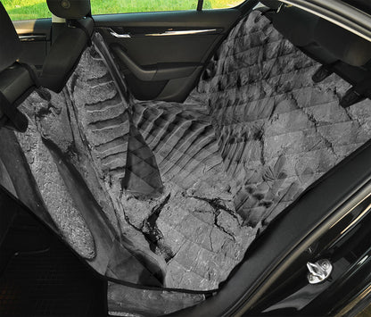 Monochrome Dinosaur Fossil Print Pet Car Back Seat Cover