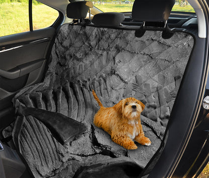 Monochrome Dinosaur Fossil Print Pet Car Back Seat Cover