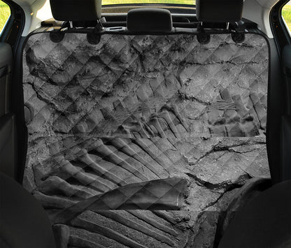 Monochrome Dinosaur Fossil Print Pet Car Back Seat Cover
