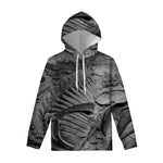 Monochrome Dinosaur Fossil Print Pullover Hoodie