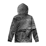 Monochrome Dinosaur Fossil Print Pullover Hoodie