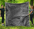 Monochrome Dinosaur Fossil Print Quilt